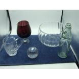 5 Pieces Glass including Chas Oldham Wisbech Bottle etc