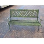 Cast Iron Garden Bench with Cast Iron Back Panel ( wood work needs attention )