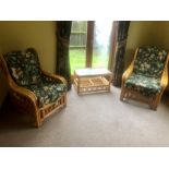 2 Bamboo Conservatory Chairs and Coffee Table