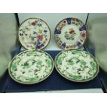 2 Masons Chartreuse Plates 10 1/2 inches and 2 others