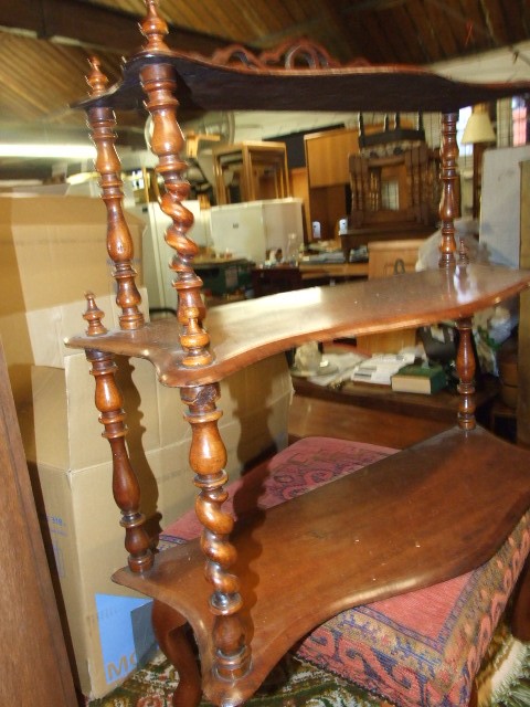 Victorian Mahogany Wall Shelf / Whatnot with Barley Twist Supports 28 inches wide 24 tall 11 deep - Image 3 of 4