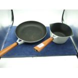 Colourcast Waterford Ireland Cast Iron 10 inch Frying Pan and Cast Iron no 2 Saucepan