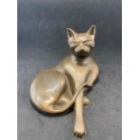Oriele bronzed sculpture of a cat by Philip Turner, 20cm x 13cm