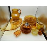 A collection of brown glass items (21 pieces)