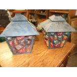 2 Vintage Light Shades 8 x 8 inches 9 tall