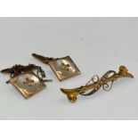 Pair of rolled gold cufflinks with a gold plate sea pearl brooch