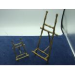 2 Brass Bamboo Pattern Easels / Stands 10 inches tall and 5 inches tall