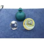 2 Paperweights and Perfume Bottle
