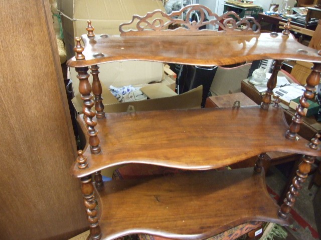 Victorian Mahogany Wall Shelf / Whatnot with Barley Twist Supports 28 inches wide 24 tall 11 deep - Image 2 of 4