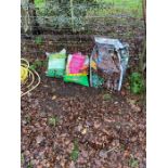 bag of garden bark, general garden plant food and lawn dressing