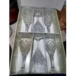 Six Irish crystal glasses in original box