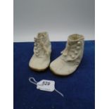 Victorian/Edwardian babies soft leather pram shoes with hook and eye buttons and tassels