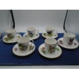 Royal Worcester 'best loved birds' coffee cans. 6 pieces- The Robin, The Kingfisher, The Blue tit,