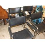 4 Chrome and Leather Chairs