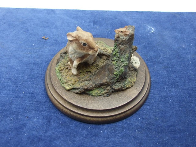 Rabbit and Mouse Figurine 4 inches tall 6 wide