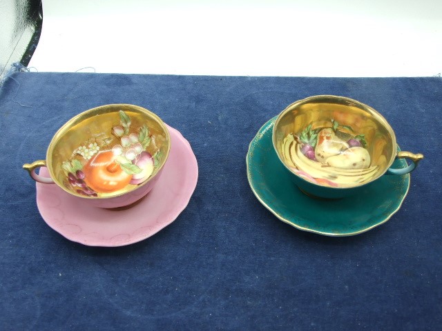 2 Royal Sealy Cabinet Cups and Saucers