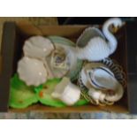 Box of mixed china to include Wedgewood plates, Wedgewood Thomas Tank Engine money box, Royal