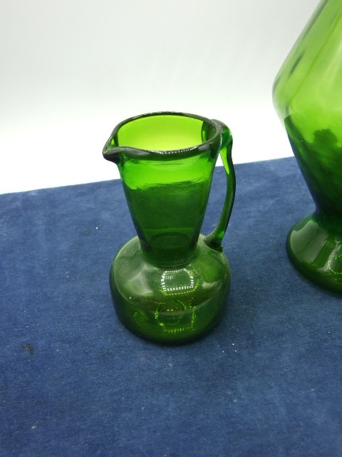 Green Glass Jug 5 inches tall and Vase 12inches tall - Image 2 of 4