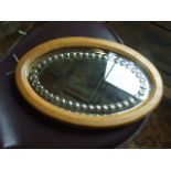 Oval Wood Framed Wall Mirror 13 x 8 1/2 inches