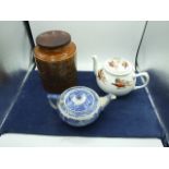 Copeland Blue White Teapot , Pheasant Teapot and Hornsea Biscuit Jar