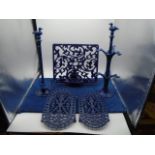 cast iron recipe stand, trivets, mug tree and kitchen roll holder