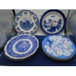 Lot of decorative plates, blue and whites- johnson bros, masons