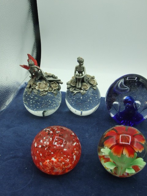 6 Glass Paperweights ( 1 fairy is missing wings ) - Image 2 of 3