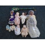 Collection of vintage china-faced dolls, china shoes etc