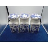 Regal blue willow tea, coffee and sugar matching storage jars