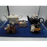 Selection of Teapots to include Tony wood (white and gold) 3 veg and 3 desk teapots