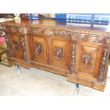 Belgium Hunting Style Carved Oak Sideboard