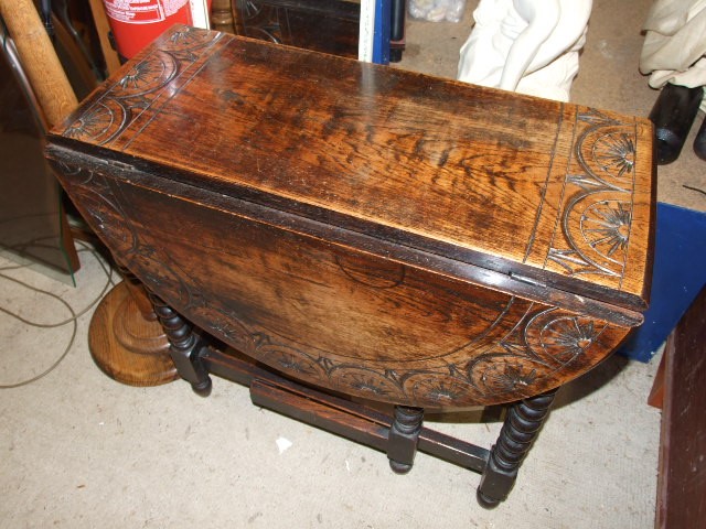 Antique Carved Oak Gateleg Table