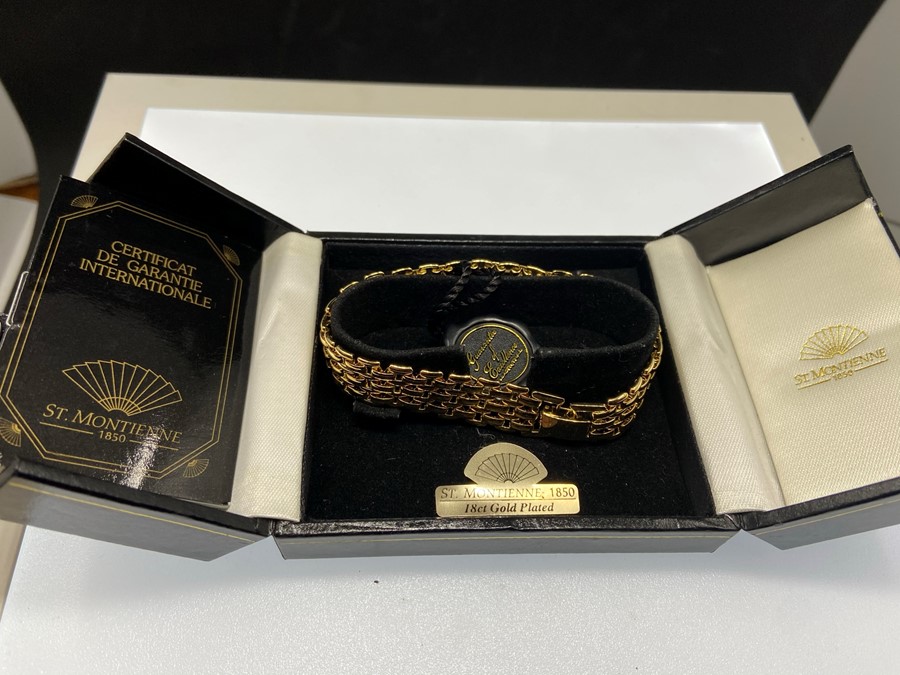 St. Montienne, 1850 18ct gold plated bracelet in original box and certificate