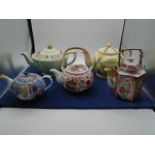 Large collection of Oriental style teapots including Sadler