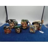 Collection of Royal Doulton Character Toby jugs to incl Long John Silver, Porthos and Bacchus, all