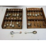 2 Wooden Spoon Racks and qty of collectors spoons