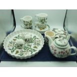 Port Merion Botanic Garden Flan Dish 31 cm , Butter Dish , Salt and Pepper , Teapot , 4 Cups and