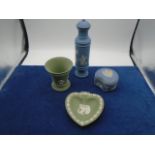 3 x wedgewood jasper ware 1 piece in the same style (tall blue piece)