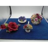 4 x china flower arrangments, 2 of which are Royal Albert country roses- no damage, napoleon red