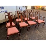 8 Queen Anne Style Chairs set of 6 including 2 carvers and 2 more similar