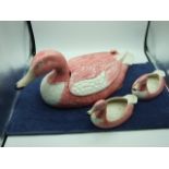 Pink Duck Egg Holder 18 inches long and 2 small dishes
