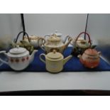 mixed teapots including one Wedgewood jade ware piece