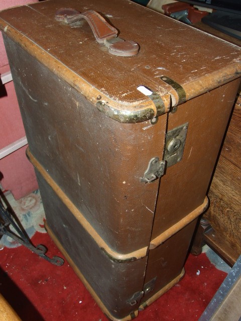 Vintage Wood Banded Trunk 13 x 20 x 33 inches