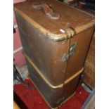Vintage Wood Banded Trunk 13 x 20 x 33 inches
