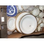 A box of assorted china to include M&S; BHS; Burleigh zenith and Maddock