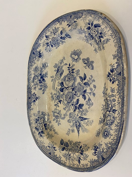 A large blue and white serving platter 30cm x 38.5cm