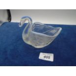 Opalescent swan, possibly by Burtles, Tate & Co?, approx 10.5cm high x 13cm Long