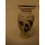 A frosted and clear glass vase with painted decoration 26cm approx.