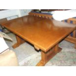 Hardwood Rectangular Dining Table with one extra leaf and 6 Slat Back Chairs