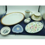 Noritake Milton Jug and Oval plate , Jasperware Ashtray , Royal Worcester Pin Dish , wedgwood cup